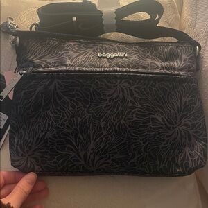 Baggallini Charcoal Floral Crossbody Bag great for travel